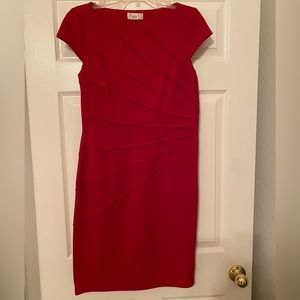 Knit pin-tucked cap-sleeve dress